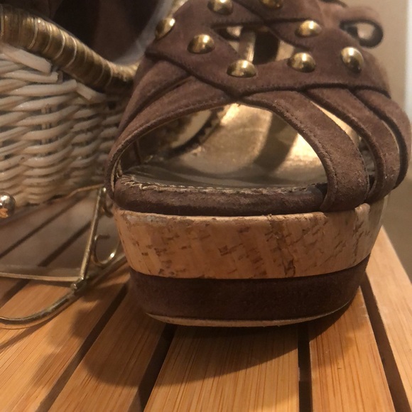 Prada Reverse wedge heel suede sandals SZ 9.5 - Picture 8 of 9